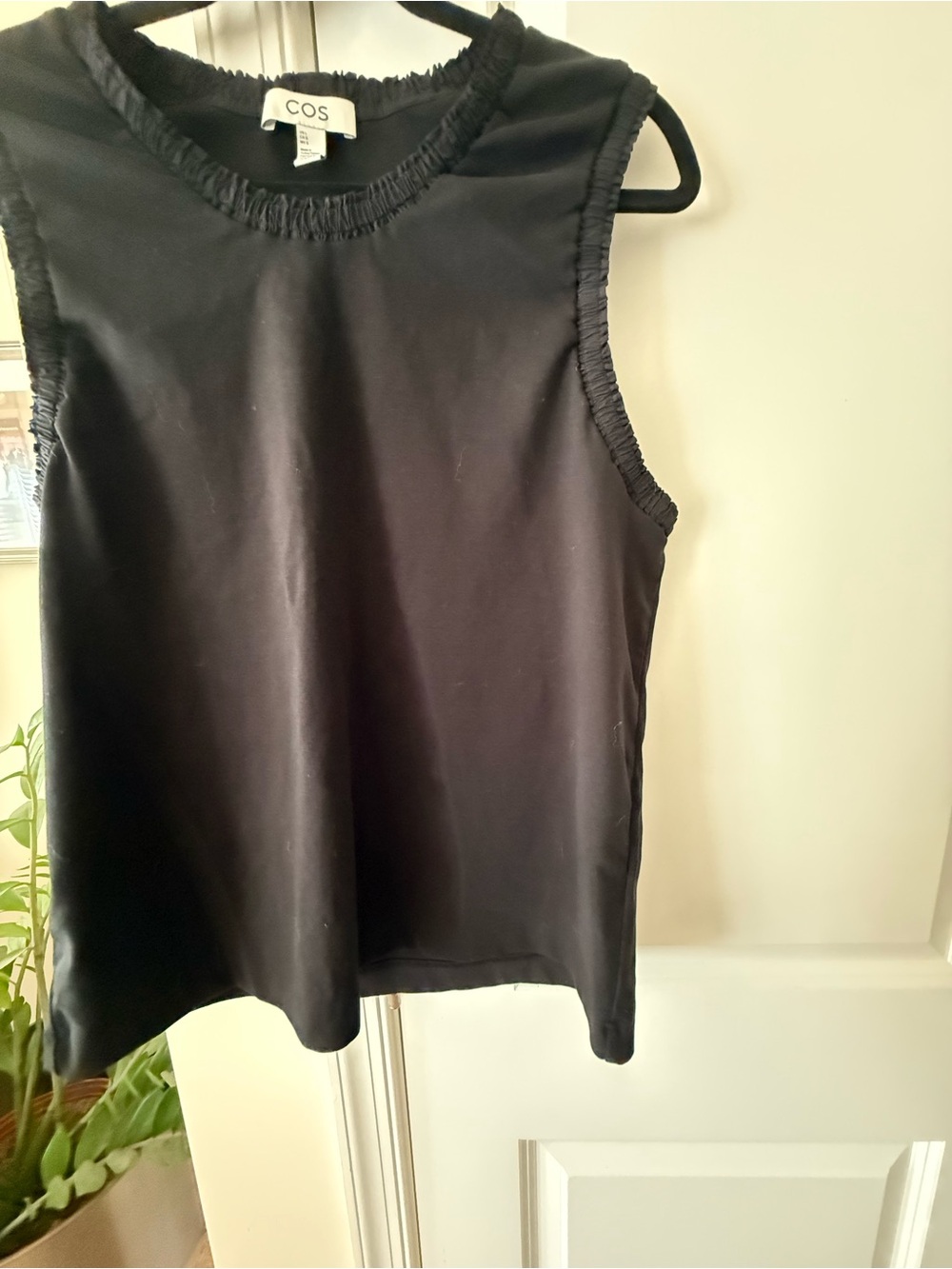 COS Black Sleeveless Ruffle-Trim Top